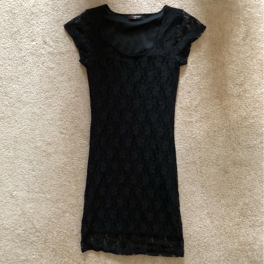 Candy Couture Lace Overlay Dress Black Size Small